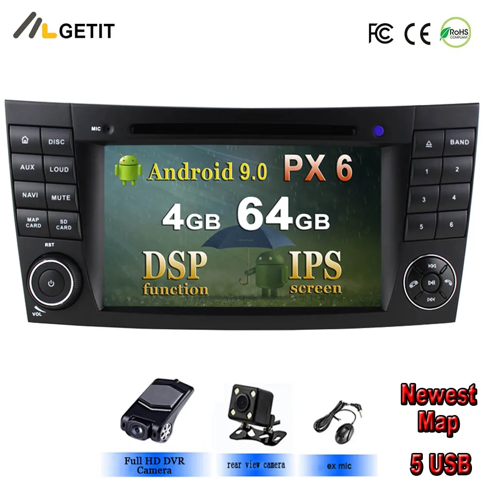 Автомобильный радиоприемник 5USB Android 10 2 din DVD-плеер для Mercedes Benz E-class W211 E200 E220 E300 E350 E240