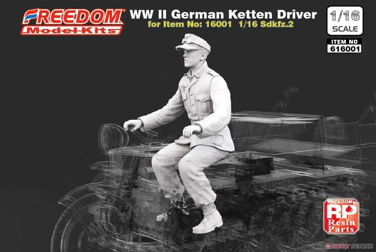 자유 616001 1/16 스케일 WW.II 독일 Sd.kfz.2 ketttten Kraftrad 드라이버 피겨 모델 키트