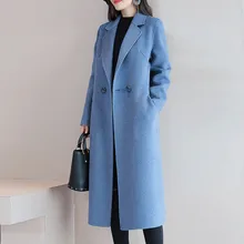 Зимнее пальто женское повседневное пальто на пуговицах элегантное офисное модное пальто с длинным рукавом шерстяное Женское Пальто Moda Feminina
