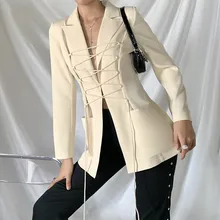 

Autumn Winter Stylish Bandage Tops Coat for Women Solid Color Casual Jackets Elegant Office Lady Streetwear Jacket Female