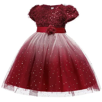 

2020 Girl dress for spring / Sequins dress for girls / Grandient color dress