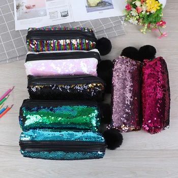 

Reversible Sequin Pencil Case for Girls School Supplies Stationery Gift Magic Pencil Box Pencilcase New