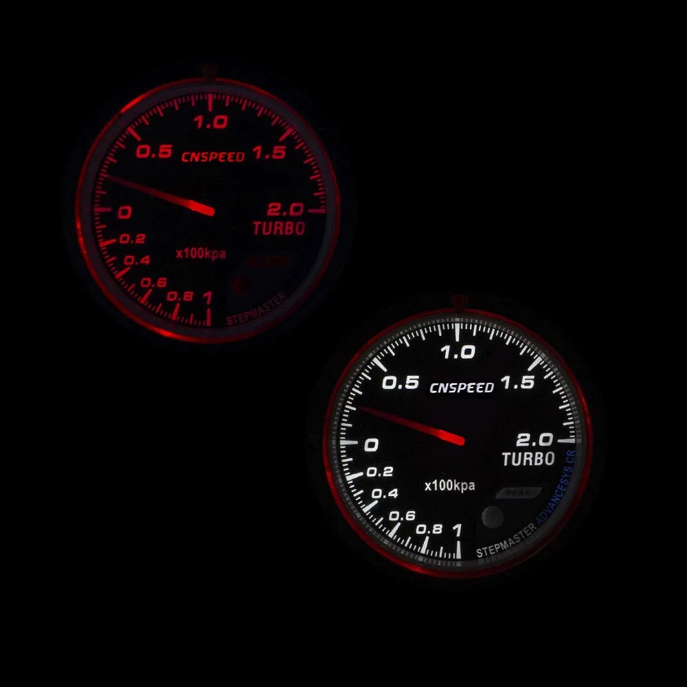 60 мм Автомобильный турбо Boost gauge красный и белый свет бар Тип Черный лицо давление измерительное устройство для автомобиля YC101347