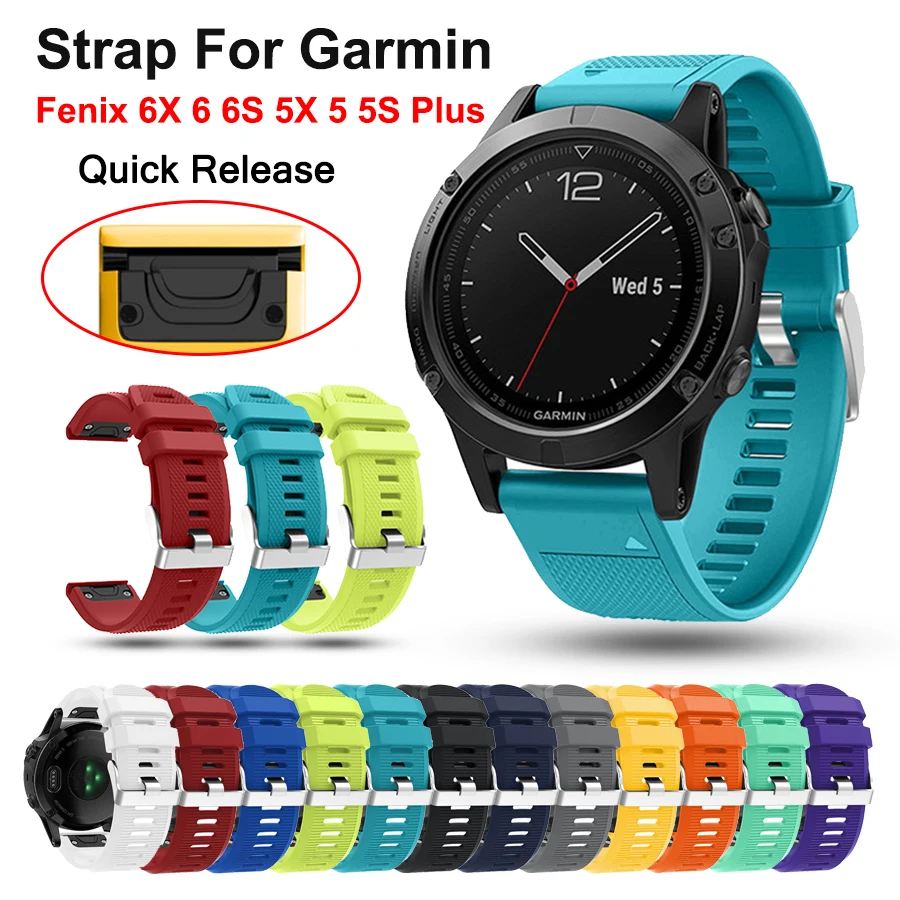 

22 26mm Quick Release Wristband For Garmin Fenix 6X 6 6S 7X 7 5 5X 5S Plus 3 HR Silicone Straps For Forerunner 935 945 Watchband