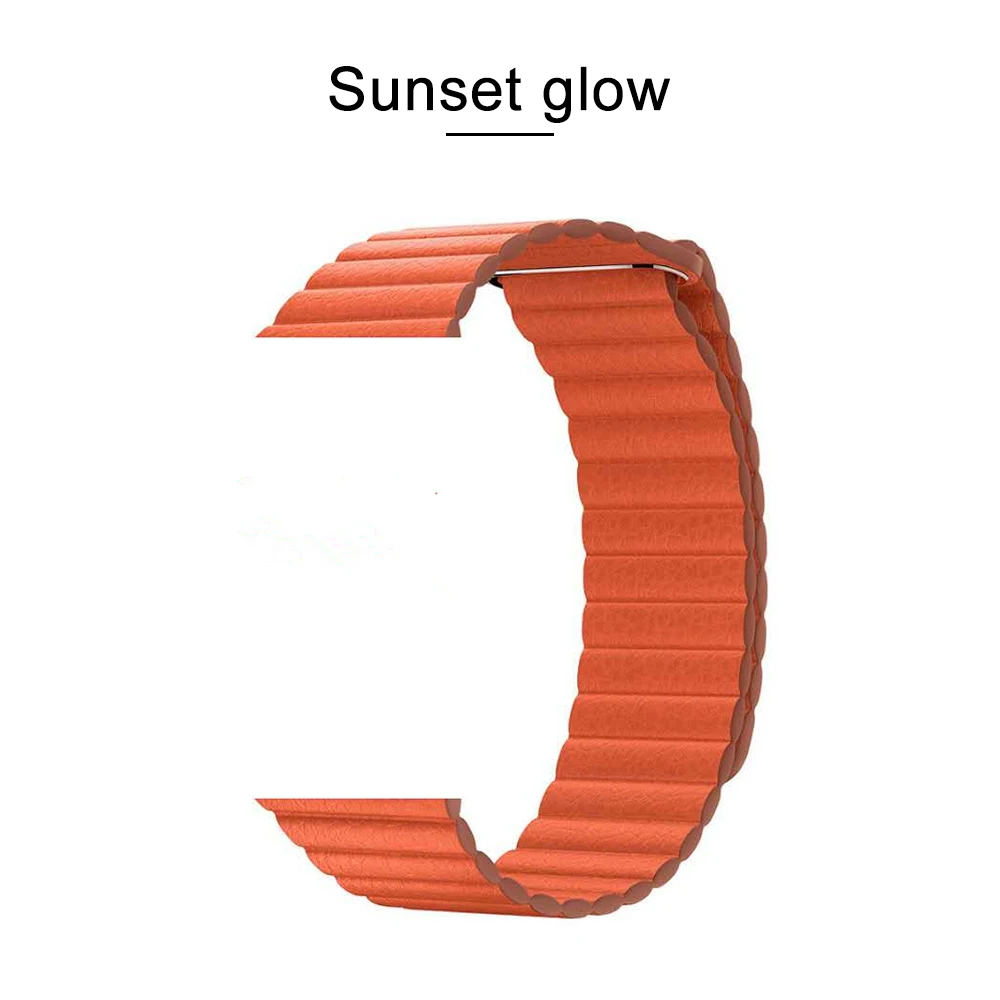 Sunset Glow Кожаный ремешок-петля для Apple Watch, ремешок 44 мм, 40 мм, 42 мм, 38 мм, магнитный браслет-петля для iwatch 5, 4, 3, аксессуары - Цвет ремешка: Sunset Glow