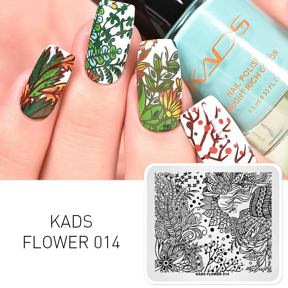FLOWER 014 Новинка 7*8 см штамповки пластины красота дизайн из нержавеющей стали шаблоны для дизайна ногтей DIY Рождественский трафарет печать штамп-печатка - Цвет: FLOWER 014