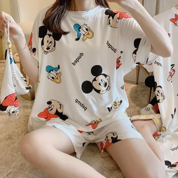 

Korean-style Sweet Short Sleeve Cloth Bag Pajamas Women Tracksuit Three-piece Set Collection