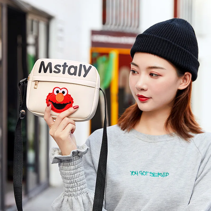 

New Arrival Korean-style INS Sesame Street Shoulder Square Sling Bag 2019 Autumn And Winter Students Cartoon All-match Bag