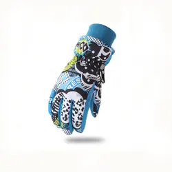 Children Kids Outdoor Winter Waterproof Windproof Warm Breathable Cartton Pattern Gloves for Snowboarding Skiing