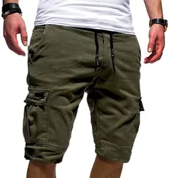 Short Cargo avec poches pour homme, taille élastique, pour le travail, la course, la Gym, le Golf 