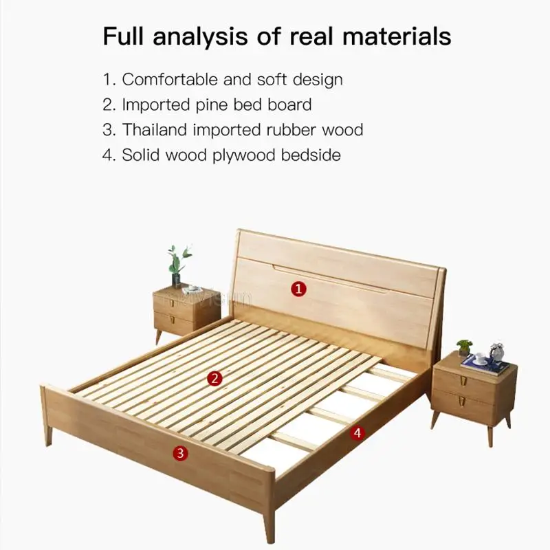 American Double Bedroom Storage Bed With Wooden Fame Comfortable High Quality Master Bed Set Minimalist Furniture For Home