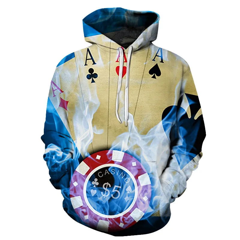 

Hoodie vaporwave Youth 3D Poker Clown Wolf / Fish / Star Wars / Dragon Ball, Harajuku Print Loose Pocket Hoodie Men's Hoodie