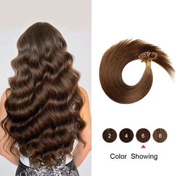 

Gazfariy Capsule U Nail Tip Real Remy Pre Bonded Hair Fusion Keratin Bond Human Hair Extensions 14" 18" 22" Remy Human Hair