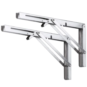 

Folding Shelf Brackets 12 Inch Heavy Duty Stainless Steel Collapsible Wall Mounted Shelf for DIY Bracket,Folding Bench ,Work Tab