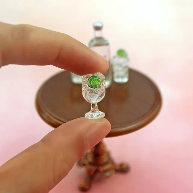 1/12 Dollhouse Miniature Vodka Bottle Wine Glass Mini Drinks Toy for ob11 bjd Blythe Decoration Doll House Accessories 6