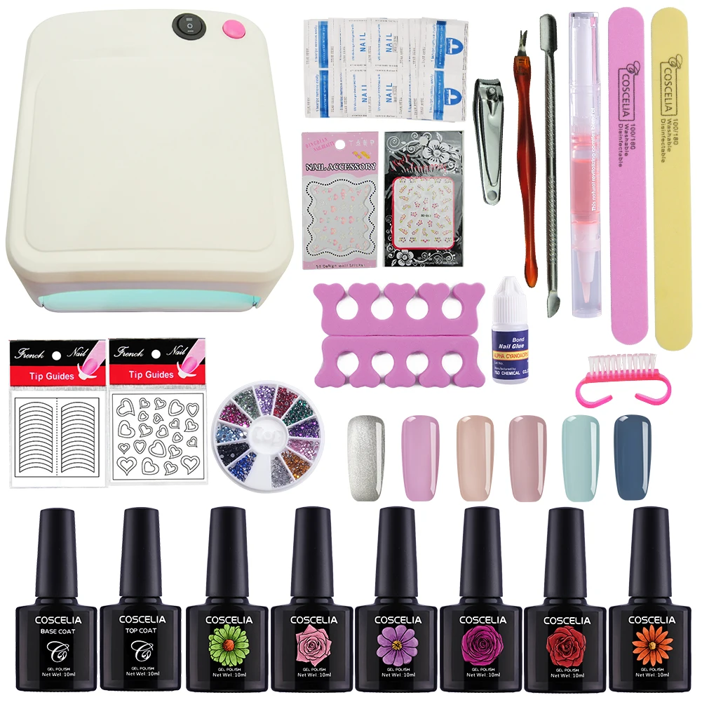 

COSCELIA US Warehouse Clearance Nail Art Manicure Tools Professional Nail Gel Polish Set Decoration Design Full Set Nail Kit