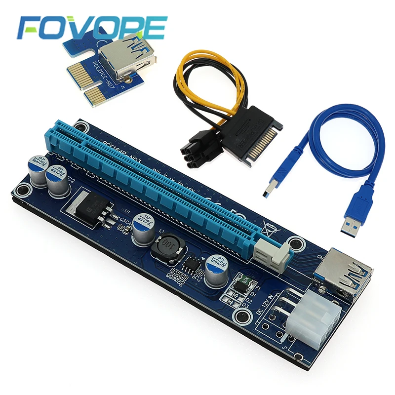 VER006 60 см PCI Экспресс Райзер-карта 1X до 16X удлинитель + USB 3 0 кабель/SATA к 4Pin шнур