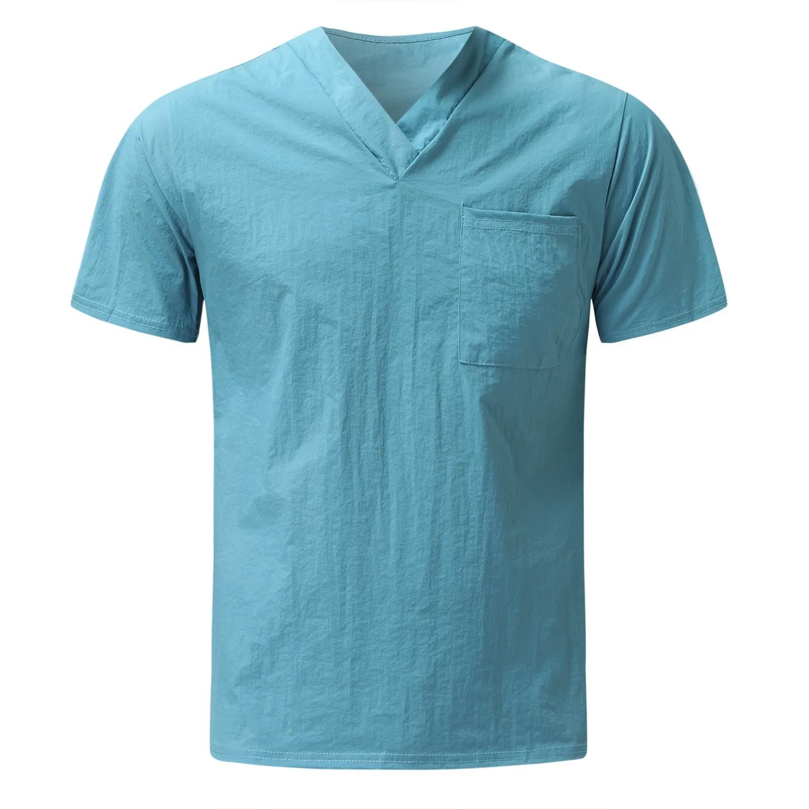 Men Nursing Uniform Solid Color Short Sleeve V-neck Tops Summer Oversized T-shirt For Male Care Worker Healthcare Clinic Clothes nurse scrubs top nurse uniform suits