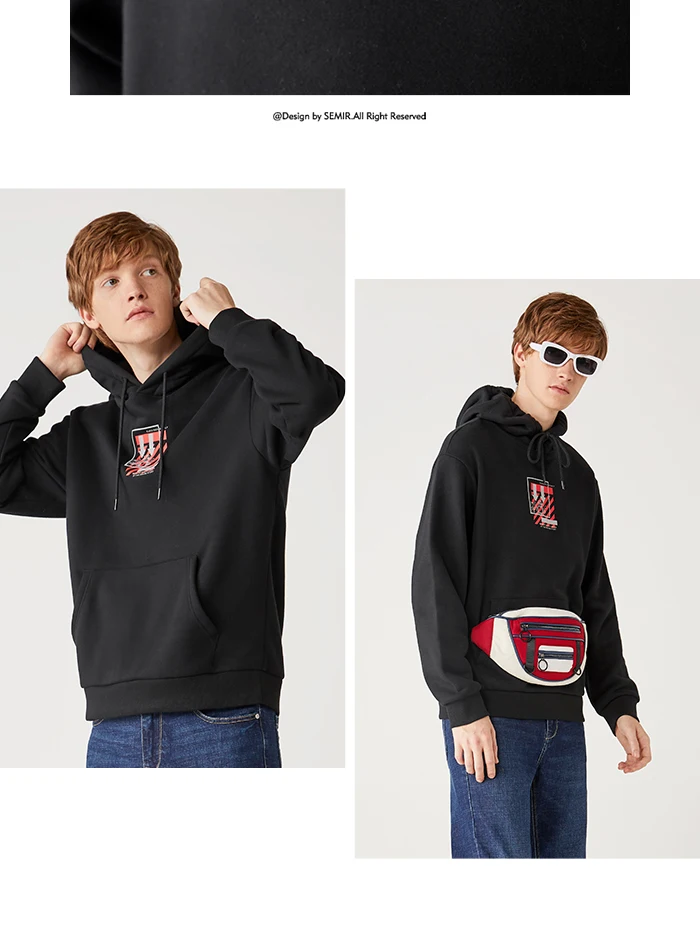 SEMIR, новинка, Мужская толстовка, зимняя, плюс бархат, длинный рукав, толстовки, плюс бархат, Толстый Пуловер, корейский, ins, хлопок