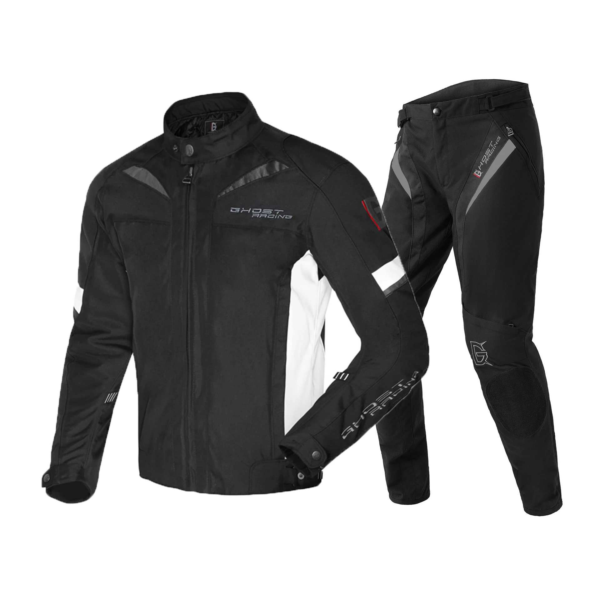 GHOST RACING мотоциклетная куртка мужской костюм для мотокросса куртка и брюки мото куртка защитное снаряжение броня мотоциклетная одежда 4 сезона - Цвет: GR-Y-01 WH Set