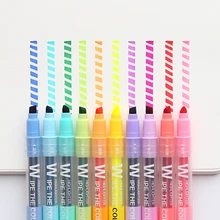 10 шт./партия стираемые двухсторонние художественные маркеры 10 цветов маркеры для рисования флуоресцентные школьные офисные канцелярские принадлежности