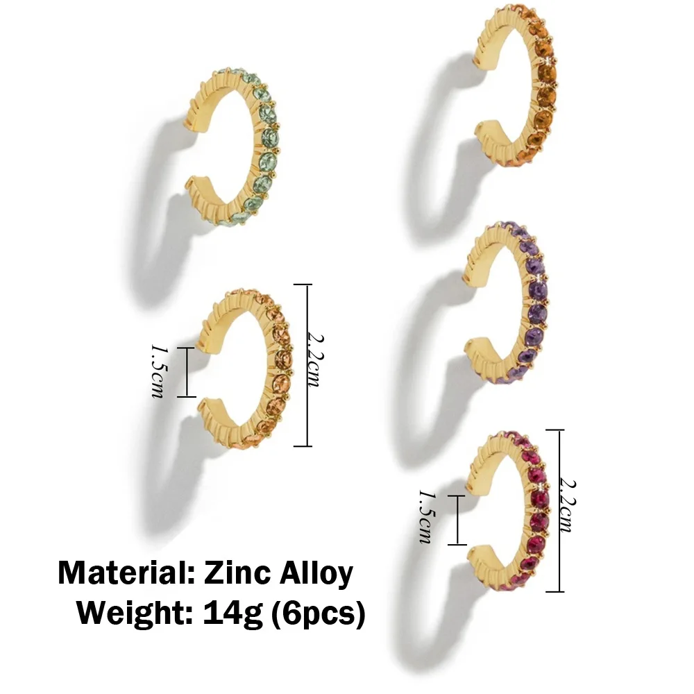 Itenice, богемные хрустальные серьги-манжеты для женщин и девушек, разноцветные штабелируемые Стразы в форме C, серьги-манжеты, золотые серьги, ювелирный