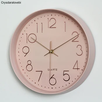 

12 Inch Wall Clock Modern Minimalist Round Clock Plastic Wall Clock Mute Quartz Clock Home Decoration