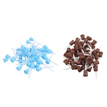 Лучшие 100 шт. зубные наконечники временные 1: 1 силиконовая резина, 50 шт. синие наконечники и 50 шт. коричневые прямые наконечники