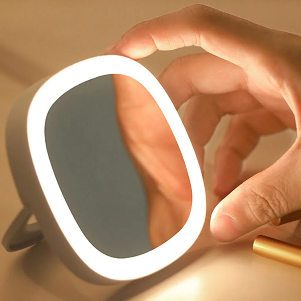 Светодиодный освещенное дорожное зеркало для макияжа складной компактный ручной зеркало с подсветкой садовая сумка для хранения usb зарядный кабель