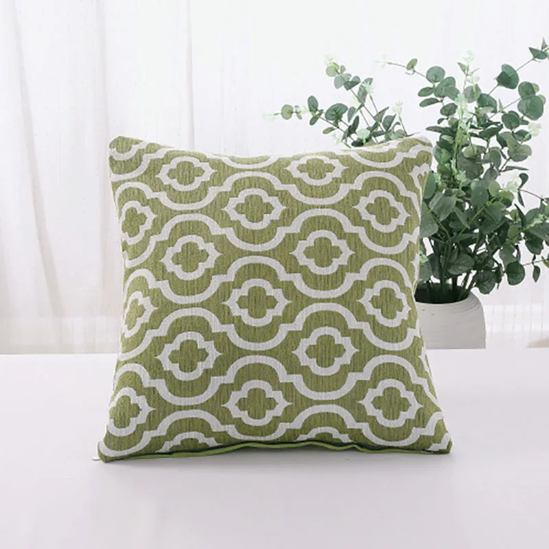 Новая наволочка из хлопка и льна, цветная тканая наволочка подушки, подарок на диван-кровать для дома, украшения геометрические 45*45 см - Цвет: Grass green