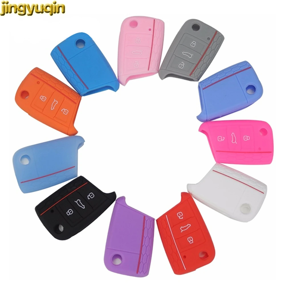 

jingyuqin Remote Key Case Cover For VW Polo Golf 7 mk7 Tiguan SKODA Octavia A7 Kodiaq Karoq SEAT Ateca Leon Ibiza 2015-2017