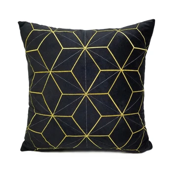 

Deluxe Modern Embroidery Designer Sofa Velvet Orange Black Cushion Cover Chair Bed Decorative Pillow Case 45x45cm Sell by Piece