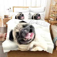 Engraçado pug cães 3d jogo de cama capa edredão conjunto cachorro consolador duplo rei rainha único bonito animal design personalizado roupas