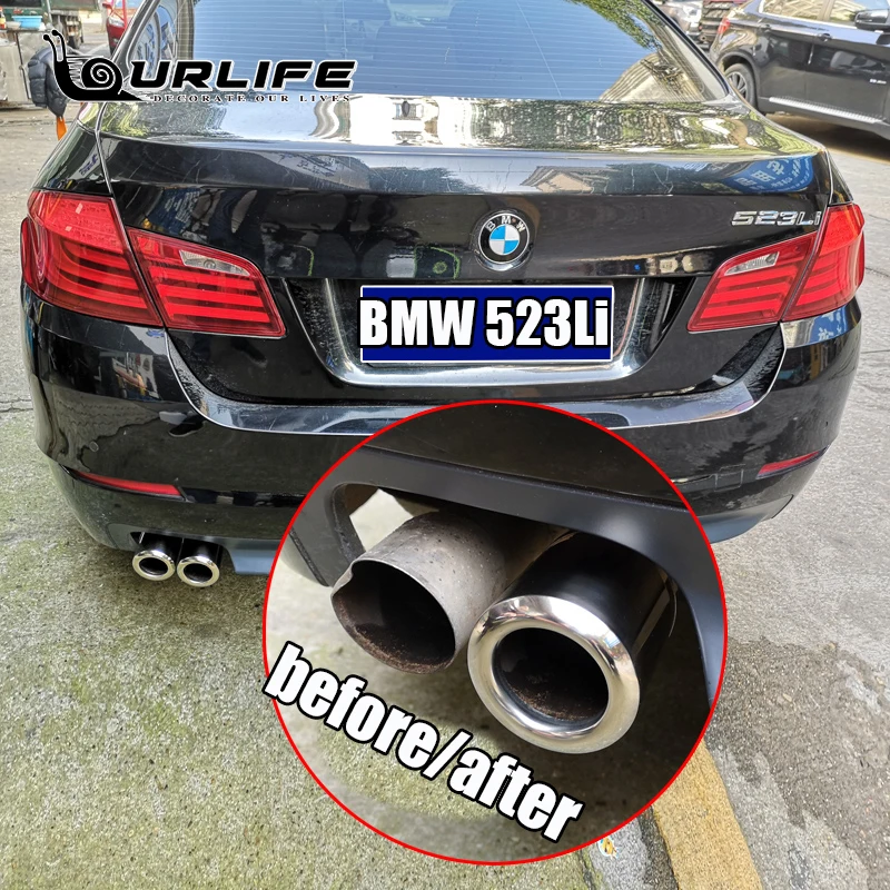 

2X STAINLESS STEEL FINISHER END EXHAUST TAIL REAR MUFFLER TIP PIPE TAILPIPE For Bmw 5 series 523LI accessories