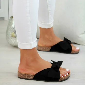 

New Style Summer Women Bowtie Slippers Women's Fashion Open Toe Flats Woman Slip On Slides Casual Beach Shoes Ladies Plus Size