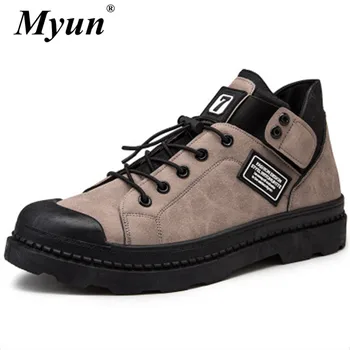 

Men Genuine Leather Suede Work Ankle Boots Vintage Handmade Casual Martin Boots Quality Lace-up Locomotive Shoes Zapatos Hombre