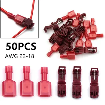 

50PCS Red T-Tap Wire Connectors Self-Stripping Quick Splice Electrical Wire Terminals Insulated Quick Disconnect Spade Terminal