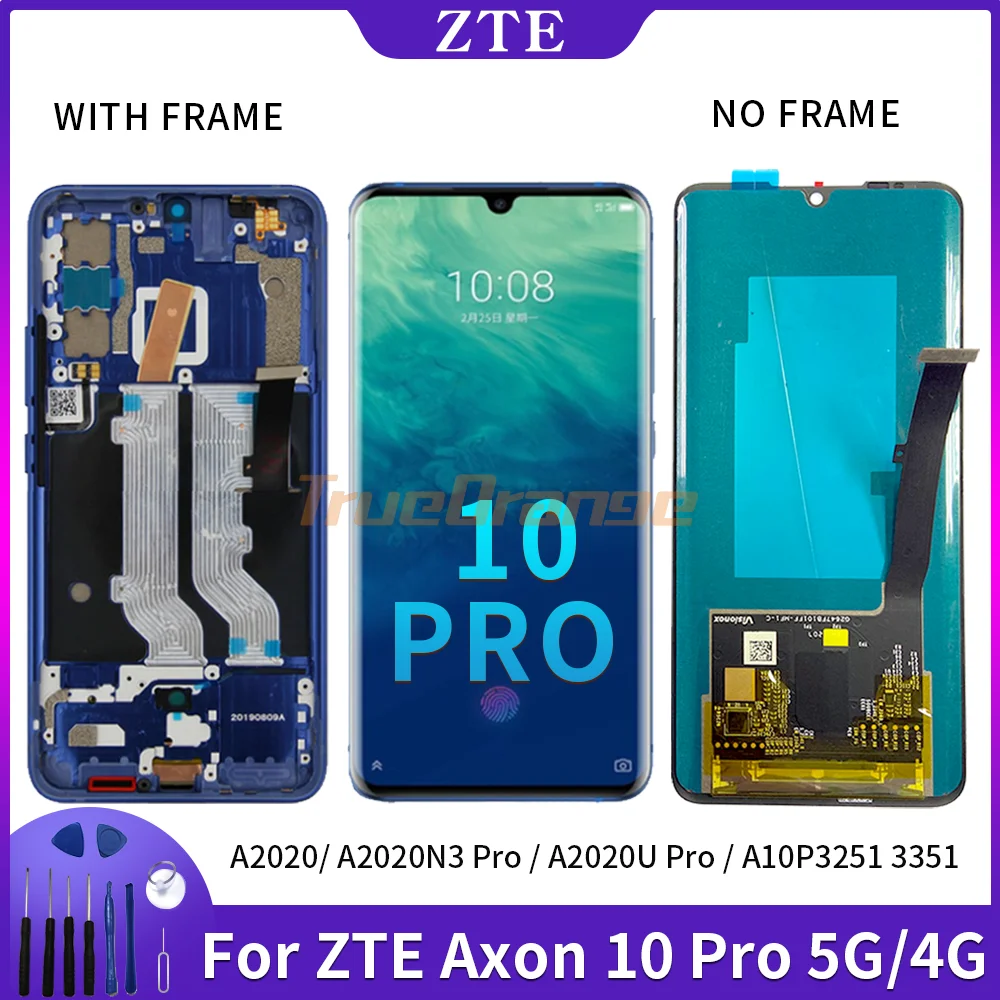 6 47 &quotоригинальный Amoled для ZTE Axon 10 Pro 5G / 4G A2020 ЖК дисплей экран с дигитайзером рамка