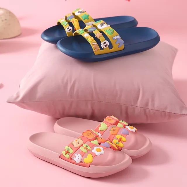 Cute Women Men Slippers Summer Slides Cartoon Bear Fruits Home Indoor Thick Soled Sandals Ladies Couples Bathe Shoes Flip Flops 4
