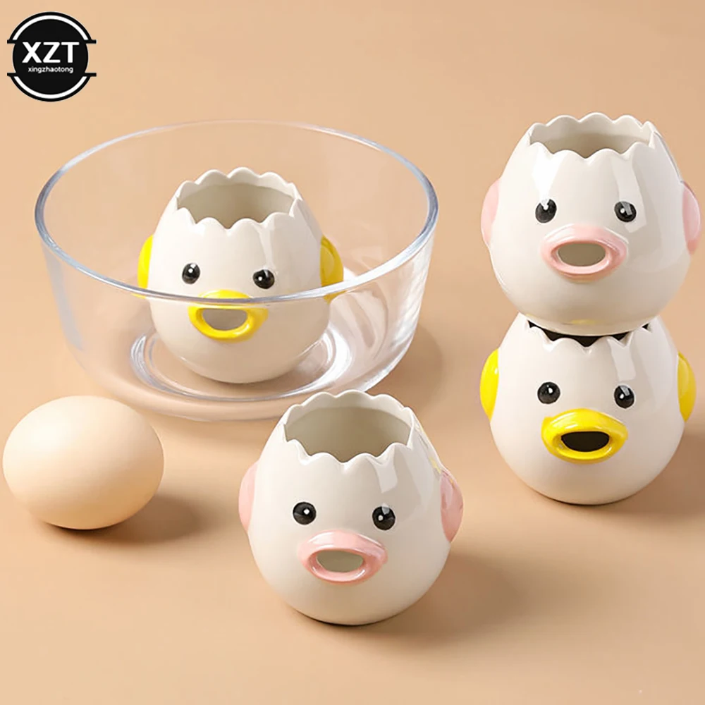Egg White Yolk Separator Tool Chicken Egg Yolk White Separator Ceramics Cartoon Chick Egg Kitchen Gadgets