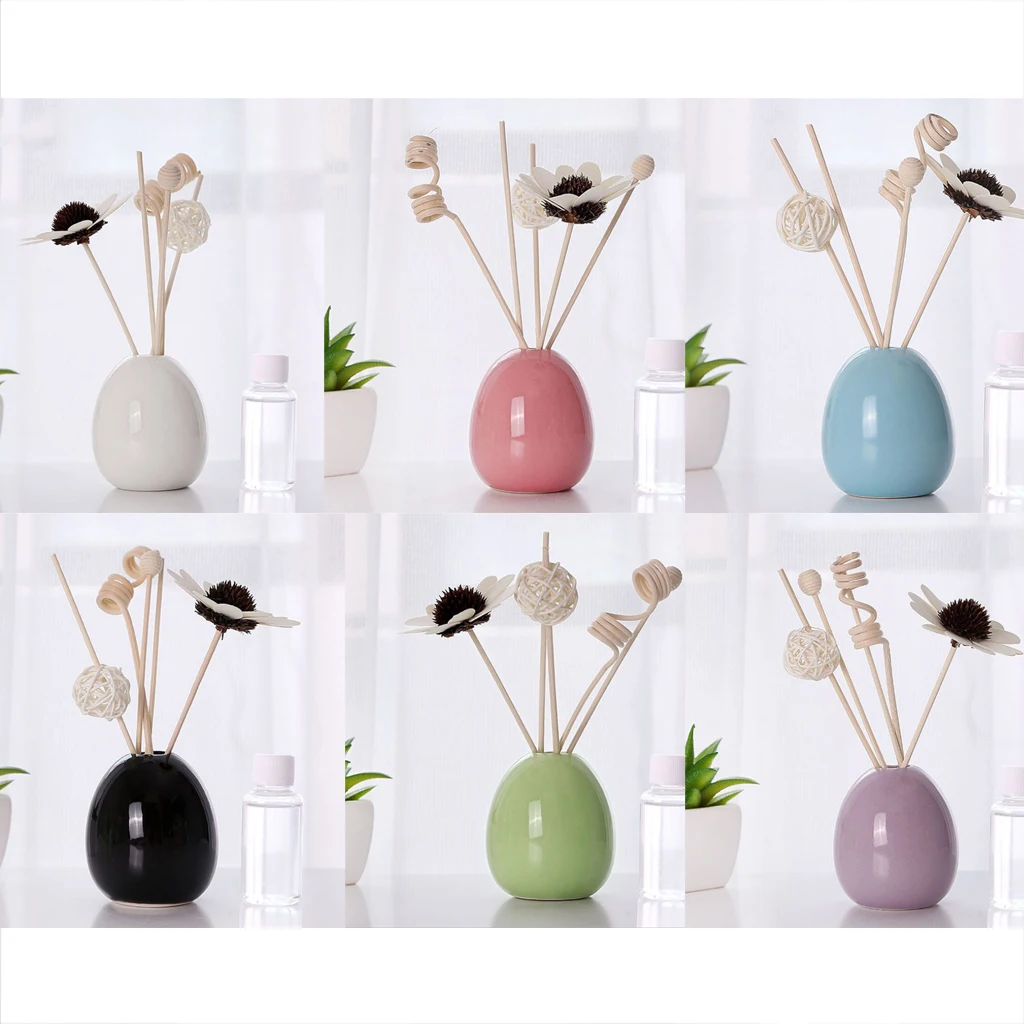 Artificial Flower Ceramic Vase Essential Oil Perfume Bottle Holder Aroma Diffuser for Home Living Room Bathroom Hotel Car Decor