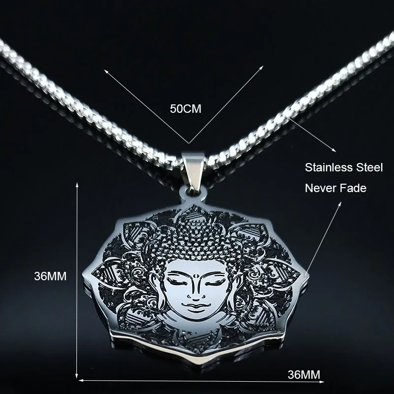 Женское ожерелье из нержавеющей стали с изображением Будды лотоса и йоги серебряного цвета, ювелирное изделие, рождественский подарок, ожерелье N19912