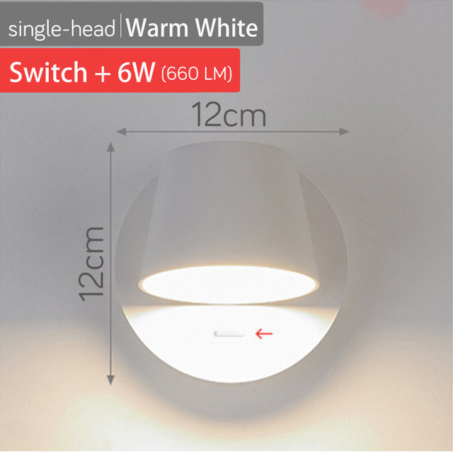 Rotating Remote Control Dimmable LED Wall Lamp for Reading Free Rotation