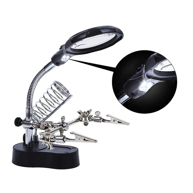 LED Light Magnifying Lamp Adjustable Magnifying Glass Stand 360 Degree  Helping Hands Soldering Multifunction Table Magnifier - AliExpress