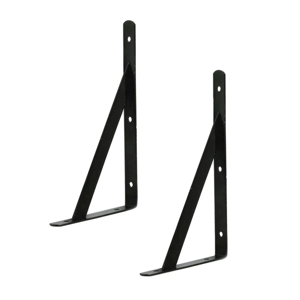 Black 2 Пара тяжелых металлических г-образных настенное крепление для полок полки планка стойка поддержка домашний декор настенные полки для книг фото дисплей - Цвет: Black 2