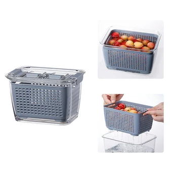 

Multifunctional Storage Box Plastic Wash Fruit And Vegetable Drain Basket Kitchen Basket Refrigerator Food Preservation Box