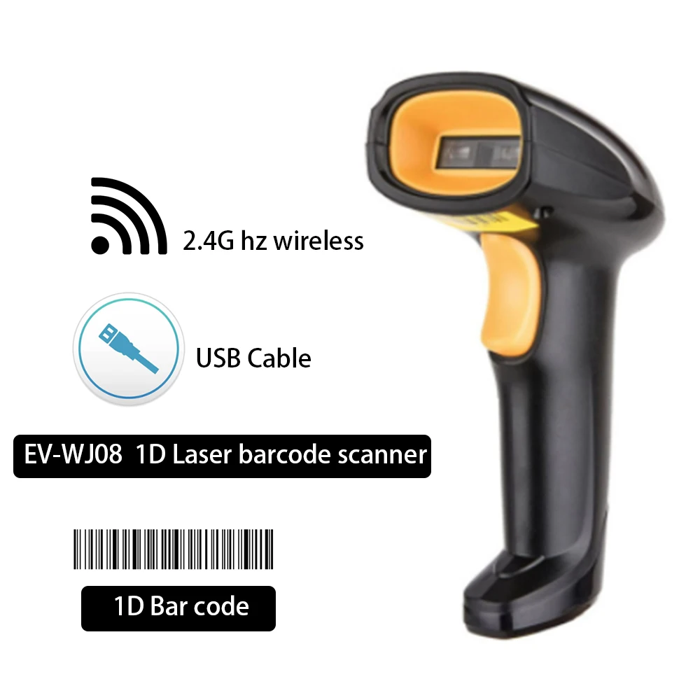 Evawgib Ev-Wj08 Laser 1D Scanner Di Codici A Barre Scanner Di Codici A Barre Wireless Più Economico Scanner Di Codici A Barre Cablato Supermercato Buo