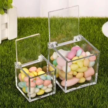

High transparent food grade square clamshell box baby full moon return gift box small storage box wedding candy box ideas