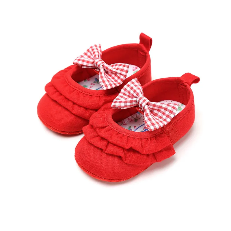 Newborn Infant Baby Girls Boys Autumn Casual Crib Shoes 4 Style Cotton Bow Slip On Ruched Baby Soft Sole Shoes - Цвет: As picture shows