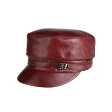 H3516 мужская кожаная шляпа с козырьком, пара зимних и осенних корейских высококачественных модных Кепка из воловьей кожи, студенческие женские плоские повседневные теплые шапки